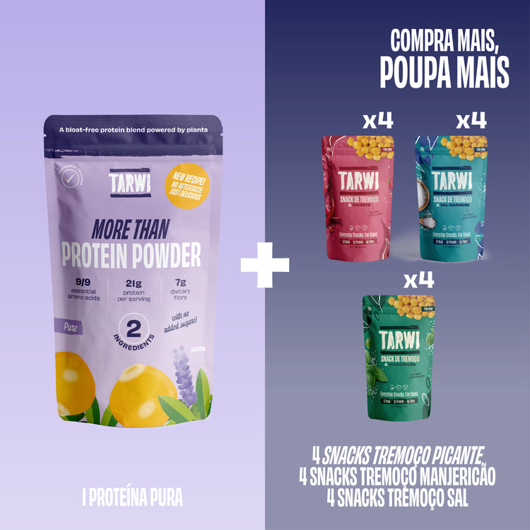 Proteína Vegetal Pura Tarwi + Snacks de Tremoço Tarwi