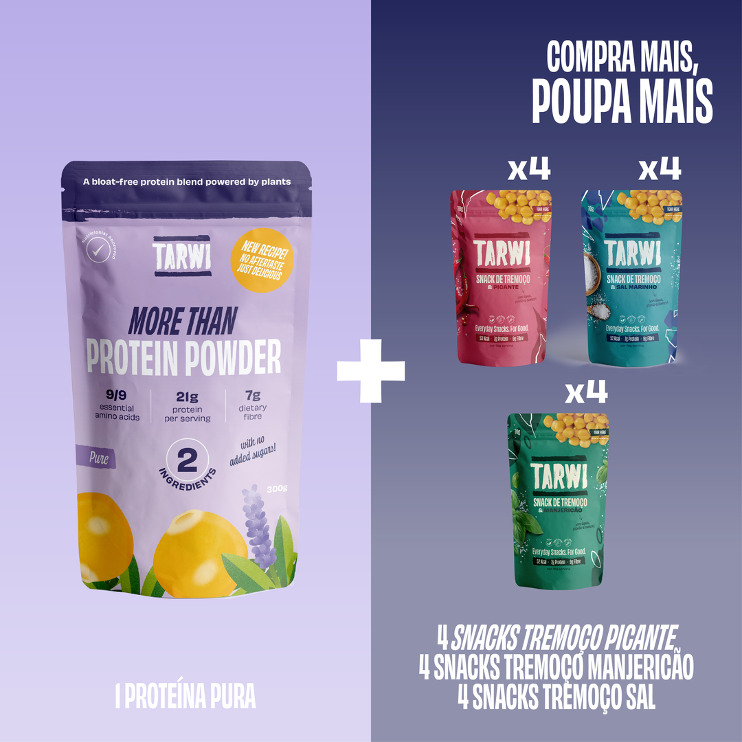 Proteína Vegetal Pura Tarwi + Snacks de Tremoço Tarwi